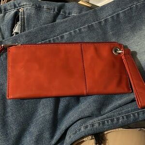 HOBO Red Leather Wallet with Silver Hardware
